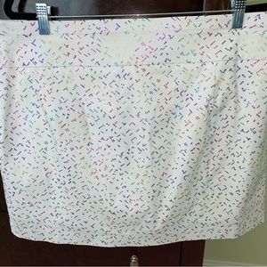 Coral Bay white skirt with multicolored shimmery dots - so pretty. Pull-on. XL